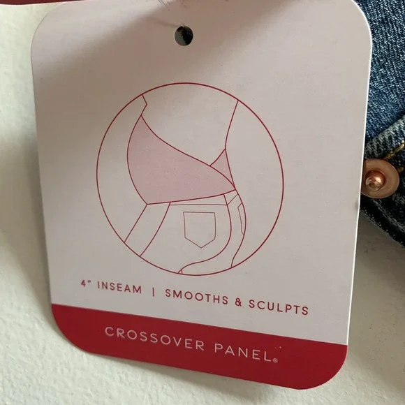 Isabel Maternity Shorts Size 8 Blue Jean Maternity Shorts Crossover Panel NWT - Picture 8 of 12